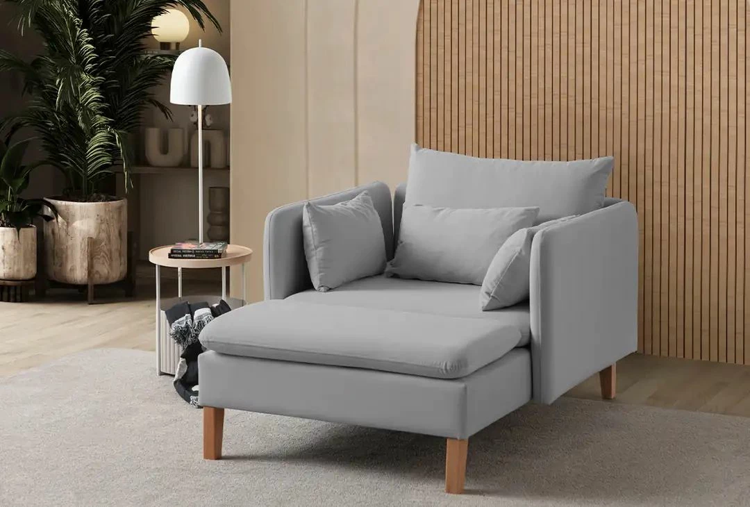 Karrige Wing Flexy, kadife, ngjyrë gri, Atelier del Sofa