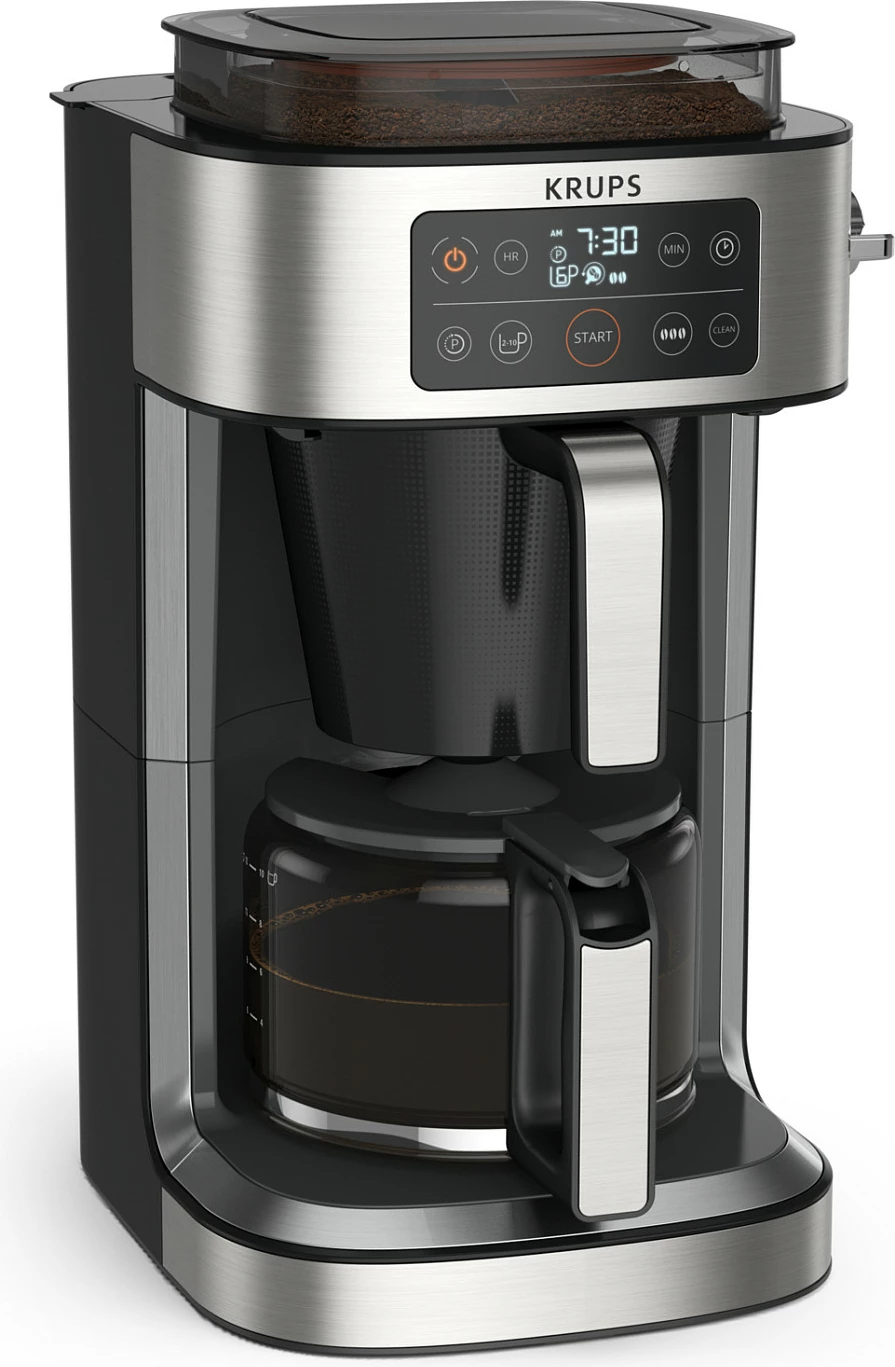 Aparat kafeje Krups KM 760D Aroma, drip, 2-10 filxhana, 1.25 L, i zi/argjend