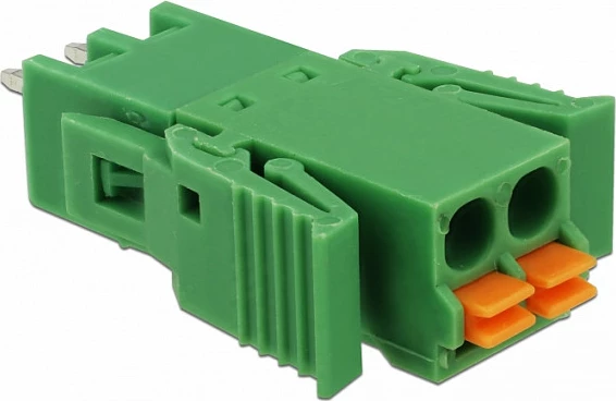 Terminal block DeLOCK 65968, 2-pin, AWG 24-12, për PCB, i gjelbër