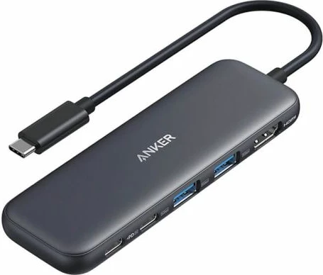 Hub USB-C Anker 332 A8355H11, 5-në-1, HDMI 4K@30Hz, PD-in 100W/85W, 5Gbps, gri e errët