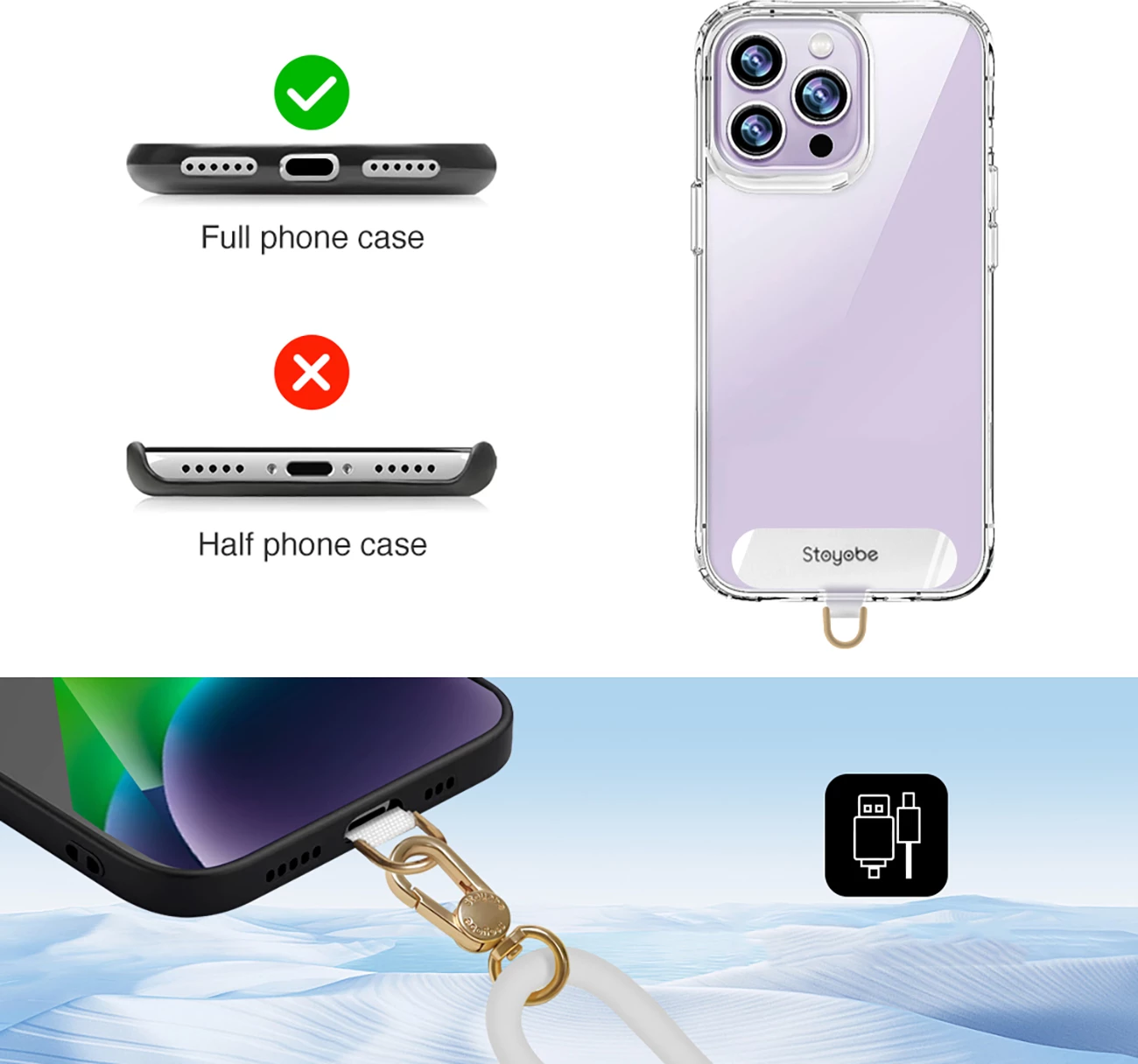 Mbështjellës telefoni Stoyobe Phone Lanyard, silikon, e verdhë