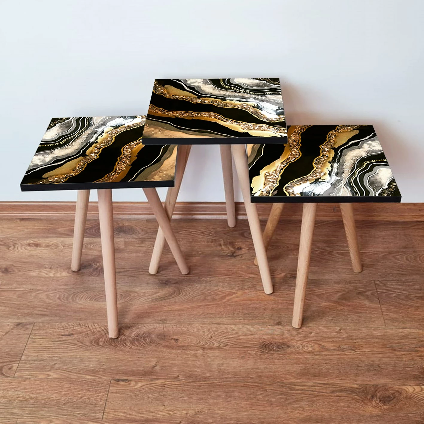 Set tavolinash ndihmëse (3 copë), Skye Decor, 3Shp109, e zezë