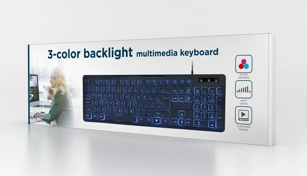 Tastierë multimediale me ndriçim Gembird KB-UML3-02, e zezë