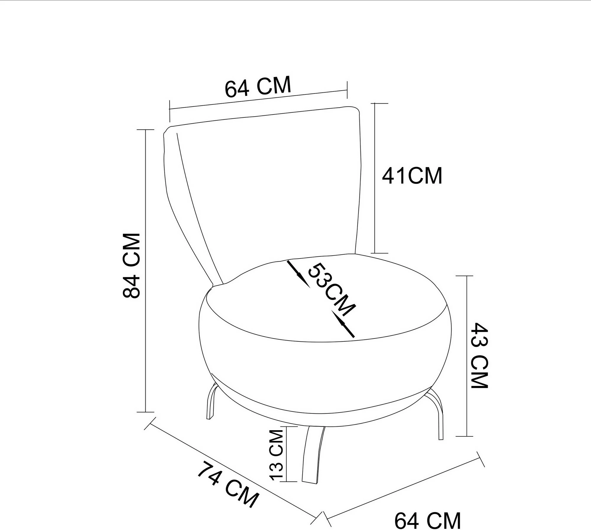 Karrige wing Atelier del Sofa, Loly, ngjyrë kaltër e errët