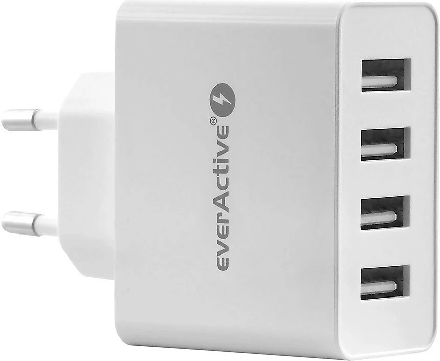Karikues muri everActive SC-400, 4x USB, 25W 5V/5A, IQ Smart Charging, i bardhë