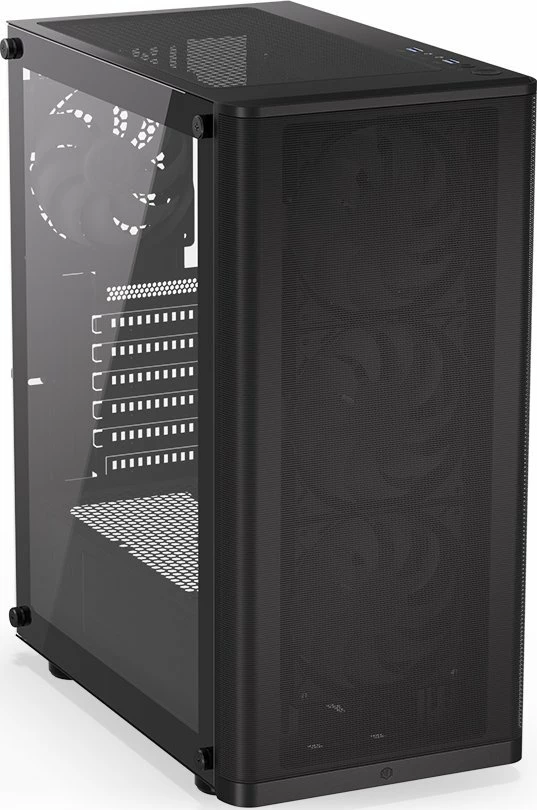 Kasë Endorfy Ventum 200 ARGB EY2A014 Midi Tower ATX me xham të kalitur, 4x120mm PWM ARGB fans, pa PSU, e zezë
