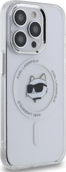 Mbështjellës Karl Lagerfeld IML Metal Choupette Head MagSafe për iPhone 13/13 Pro, Bardhë