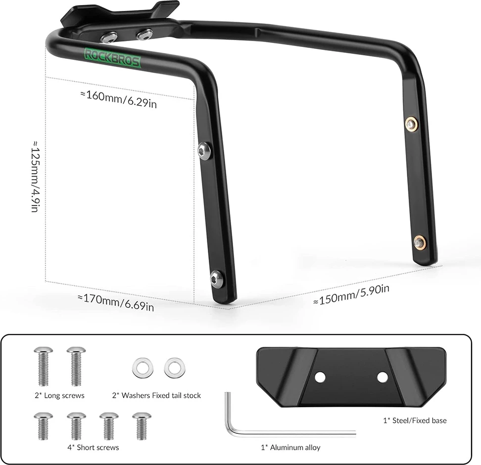 Mbajtës multifunksional biçiklete Rockbros 31210013001, aliazh alumini, i zi