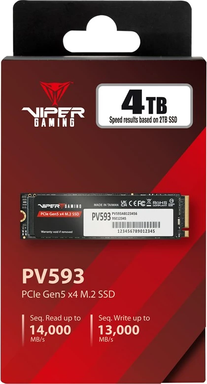 SSD Patriot Viper PV593, M.2 PCI-E Gen5 x4 NVMe2, 4TB, i zi