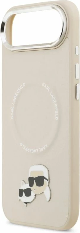 Kapak telefoni Karl Lagerfeld Karl & Choupette Pins MagSafe për iPhone Air, bezhë