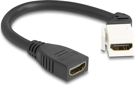 Modul Keystone DeLOCK kabllo HDMI female-female 0.2 m, 45° angled, 8K 60 Hz, bardhë/zi