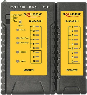 Tester kabllosh rrjeti DeLOCK 86407, RJ45/RJ12, portfinder, 9V, i zi