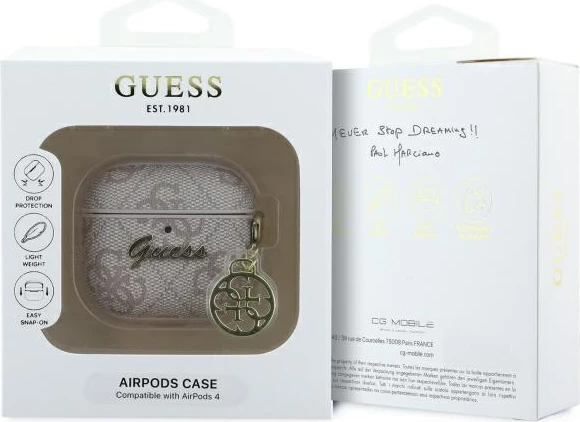 Mbështjellës Guess 4G Charm Collection për AirPods 4, Rozë