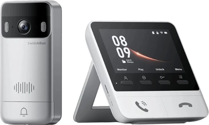 Zilë dere me kamerë SwitchBot W6702001, 2K, ekran 4.3", bateri 5000mAh, IP65, microSD 4GB, set me monitor të brendshëm