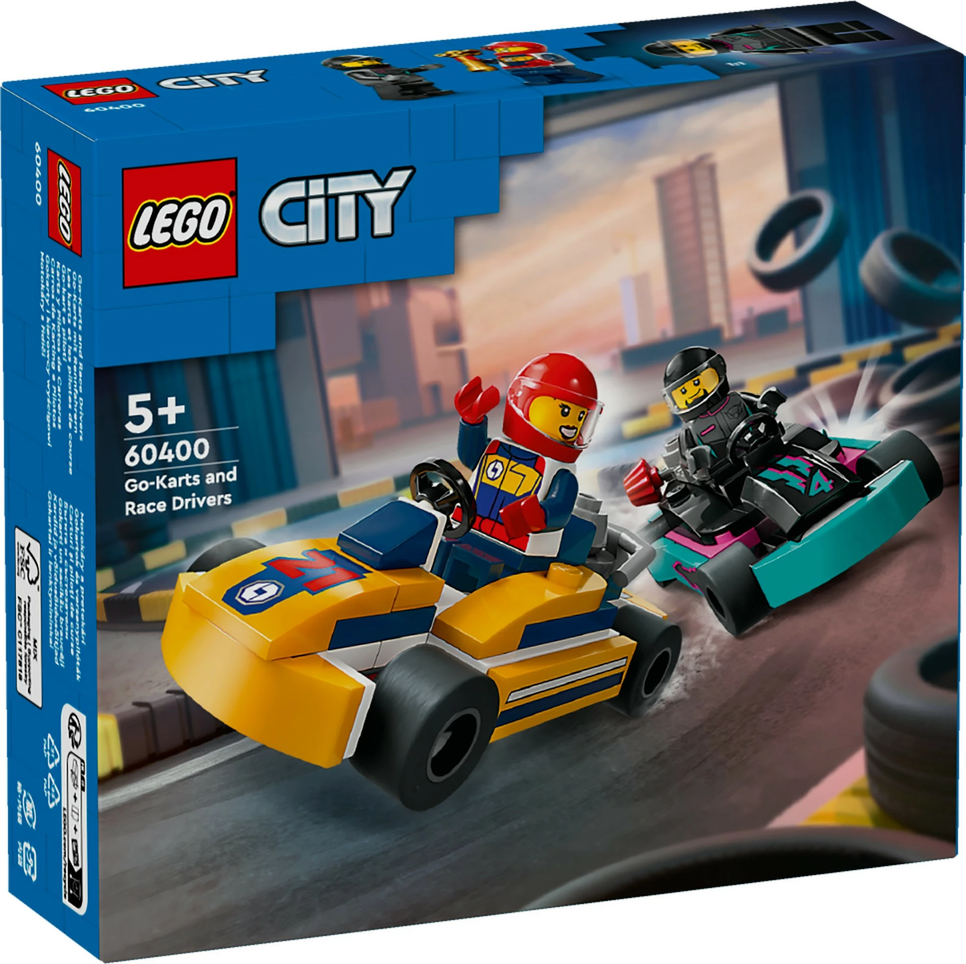 Set ndërtimi LEGO City Go-Karts dhe Shoferët e Garave 60400, 99 pjesë, shumëngjyrësh