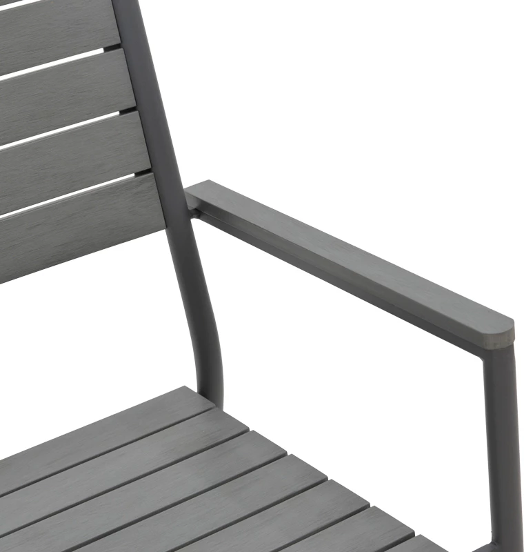 Tavolinë me karrige për terasë Uplift-Kliton, set 5 copë, alumin, plywood, ngjyrë antracit, 80x80x74cm