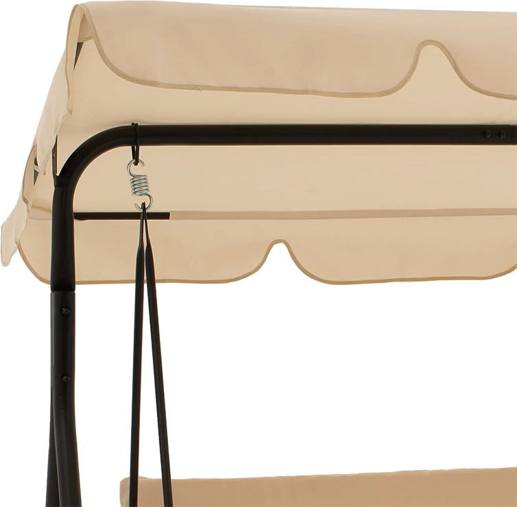 Lëkundëse kopshti Globo, metal i zi, material bezhë, 170x110x153cm