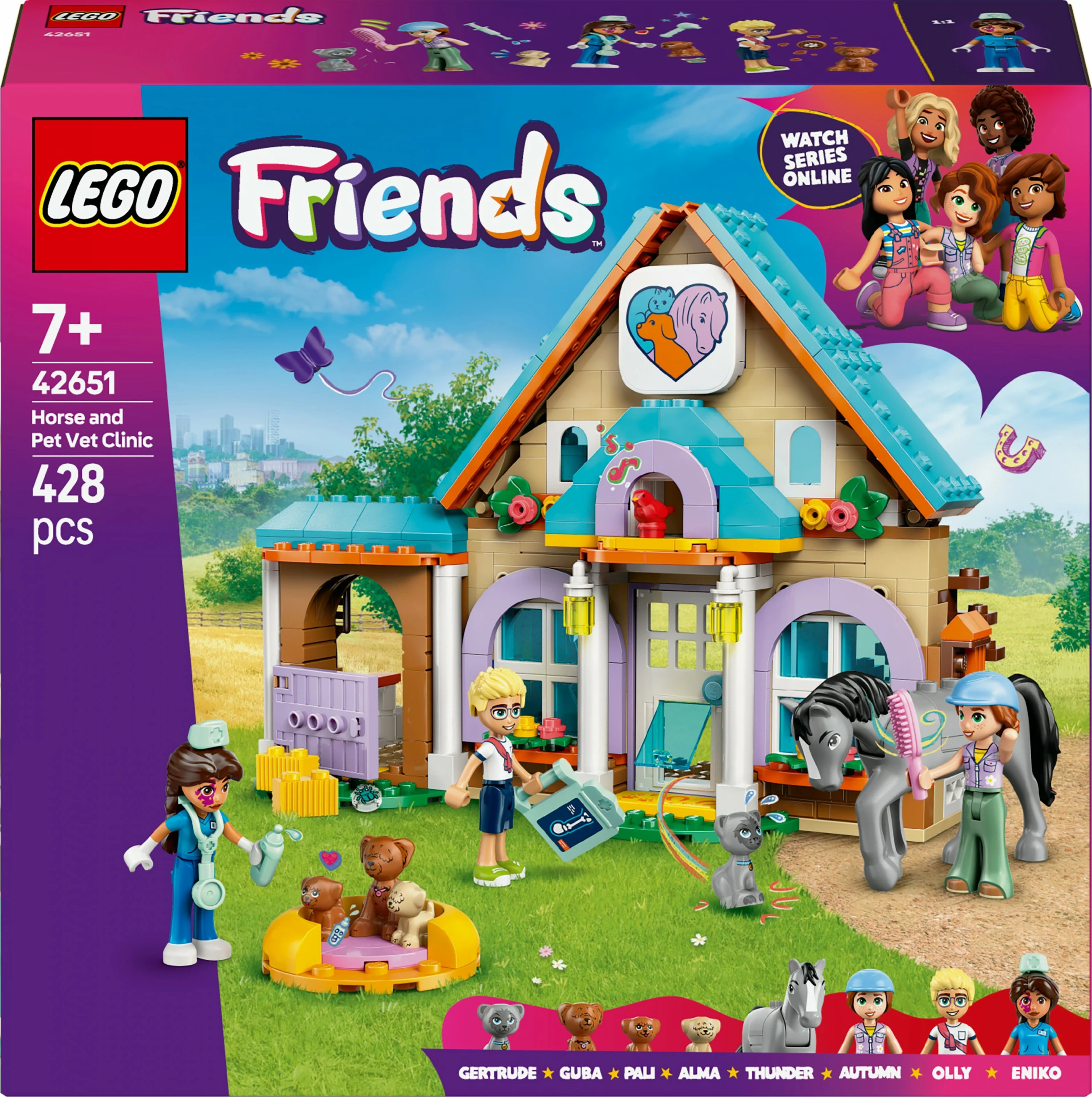 Set ndërtimi LEGO Friends 42651, klinikë veterinare për kuaj dhe kafshë, 428 pjesë, multikolor