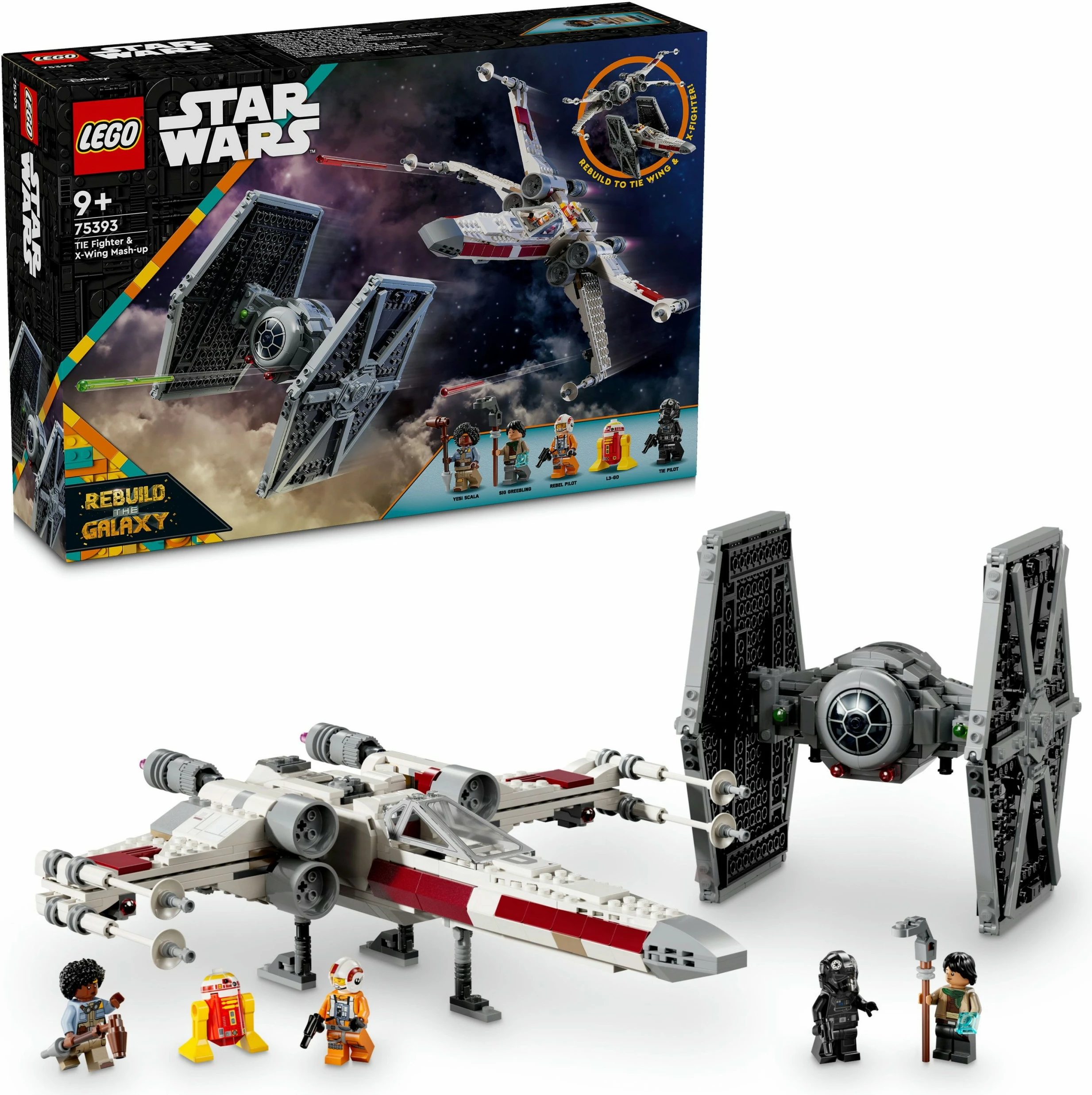 Set ndërtimi LEGO TIE Fighter & X-Wing Mash-up, 1063 copë, shumëngjyrësh