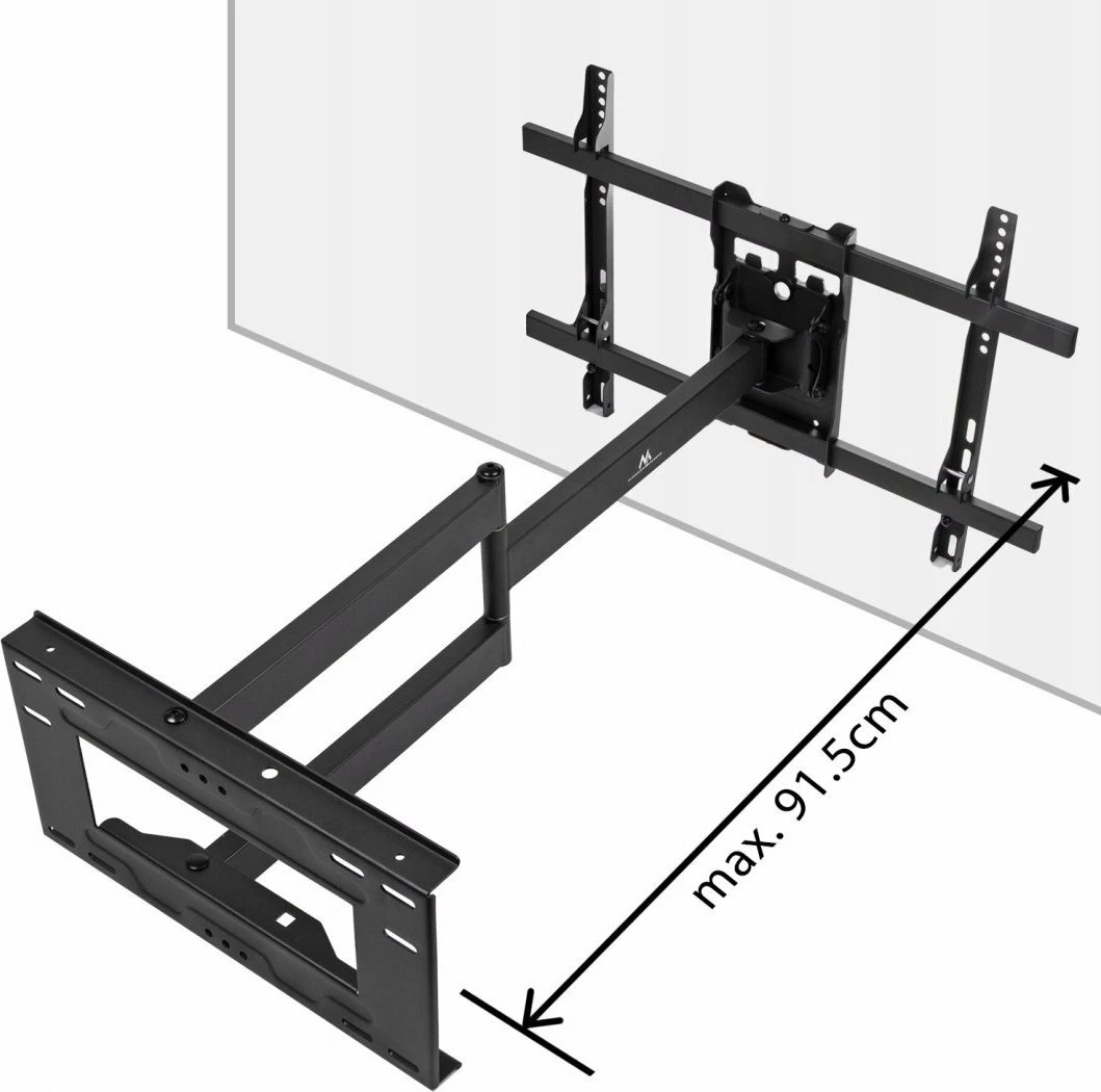 Mbajtëse muri për TV Maclean MC-985, 37-70\", VESA deri 600x400, 45 kg, krah 915 mm, rrotulluese, e zezë