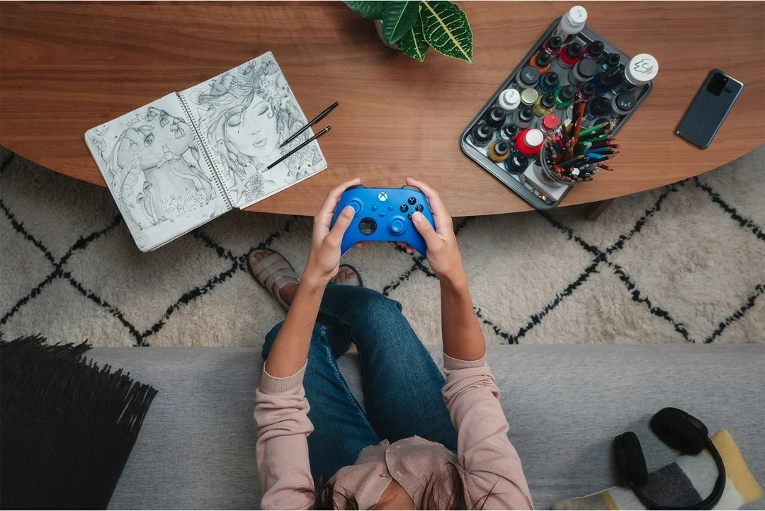 Gamepad Microsoft Xbox Wireless Controller, Bluetooth/USB, për Xbox One/One S/One X, Blu