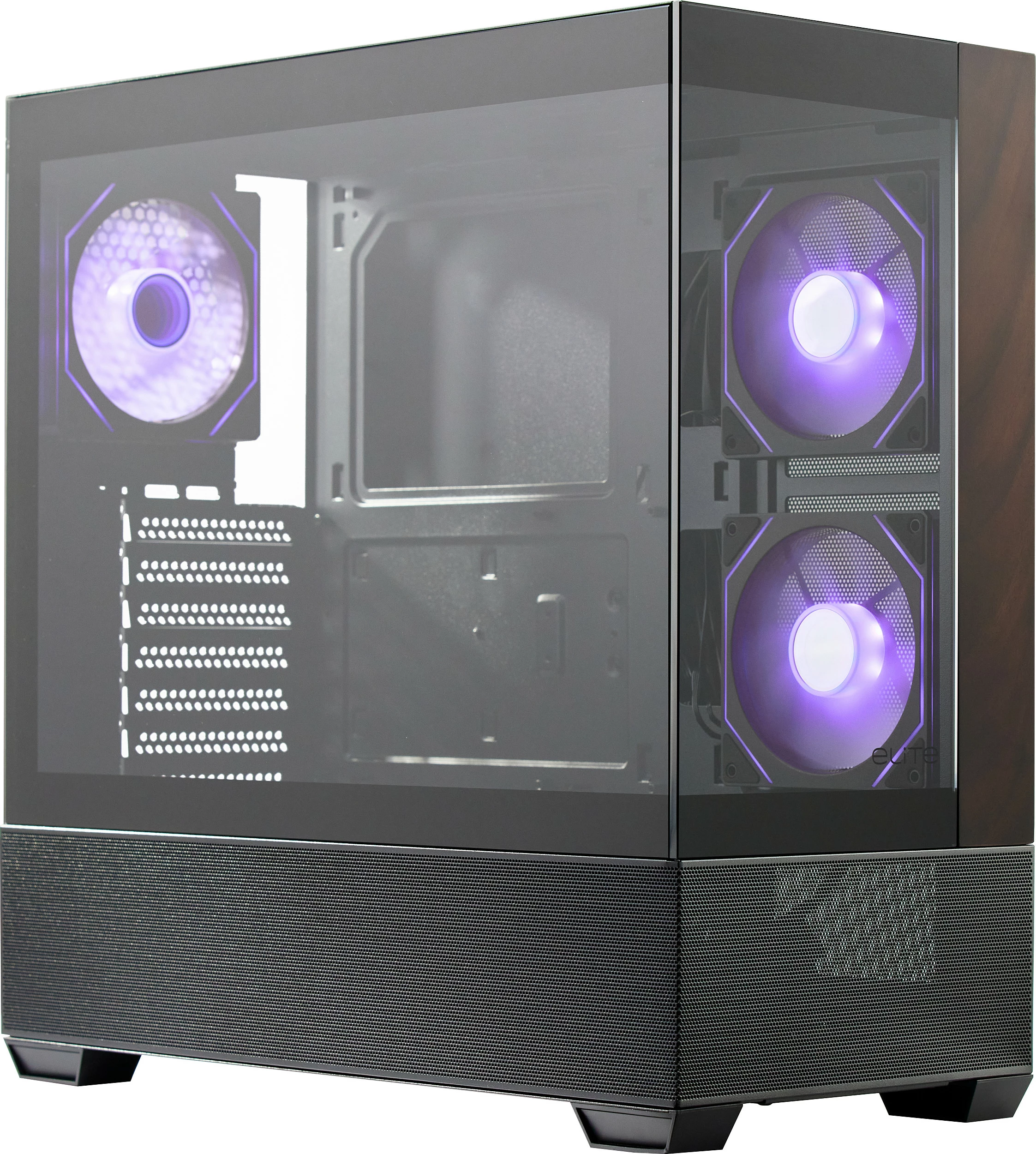 Kasë Cooler Master Elite 690 Wood, Midi Tower, tempered glass, RGB, e zezë/dru