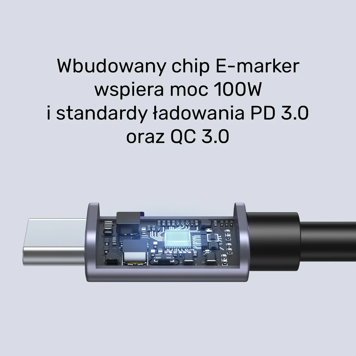 Kabull Unitek USB-C këndor 90° PD100W 3m, ngjyrë zi-hiri