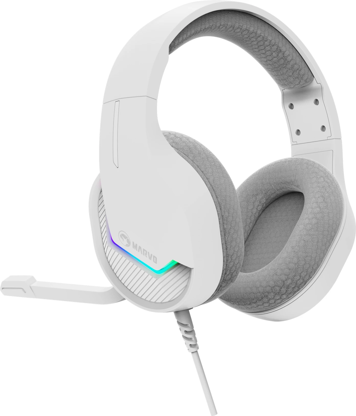 Kufje Marvo H8618 me mikrofon, RGB, me kabllo (USB/3.5 mm), të bardha