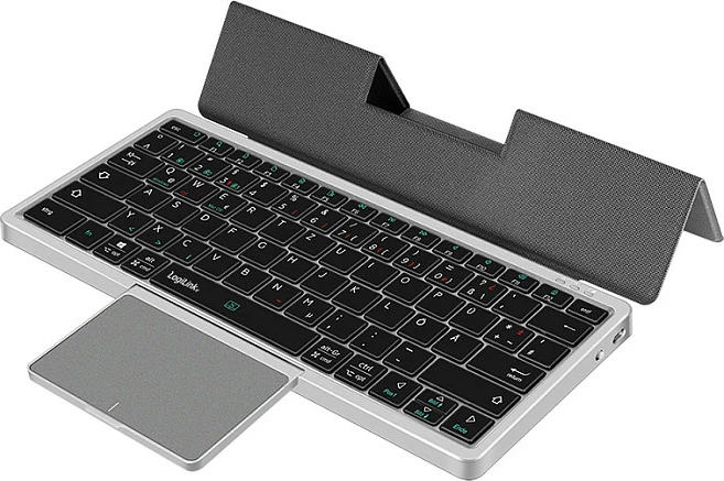 Tastierë LogiLink, Bluetooth 5.1, 3-kanale, me touchpad, gri