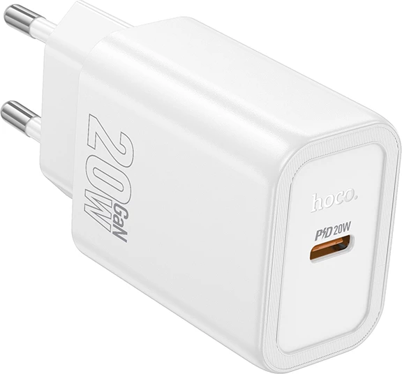 Adapter karikues USB-C HOCO N60 GaN PD 20W, i bardhë, 1 copë