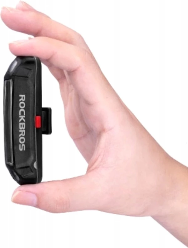 Dritë pasme biçiklete Rockbros A54BK, 100 lumens, 500 mAh, IPX5, e zezë, me kabllo micro USB
