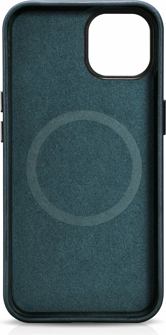 Mbështjellës lëkure iCarer Oil Wax Premium për iPhone 14 Plus me MagSafe, Kaltër e errët