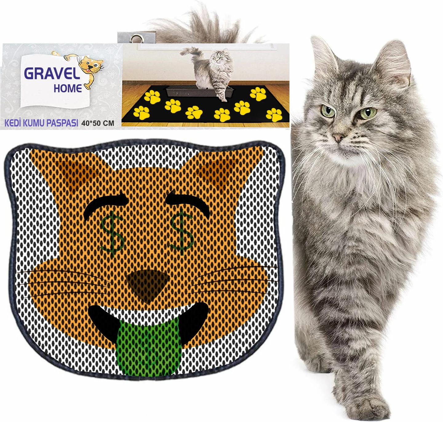 Tapet për rërë mace, shumëngjyrësh, Paws & Whiskers, Kdkafa0241, 40x50cm