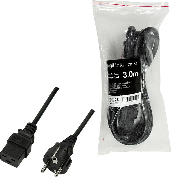 Kabllo rryme LogiLink CEE 7/7 - IEC C19, 3 m, e zezë