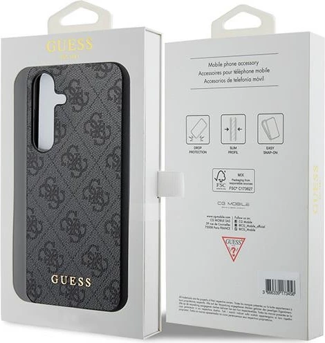 Mbështjellës Guess 4G Metal Gold Logo për Samsung Galaxy A35, i zi