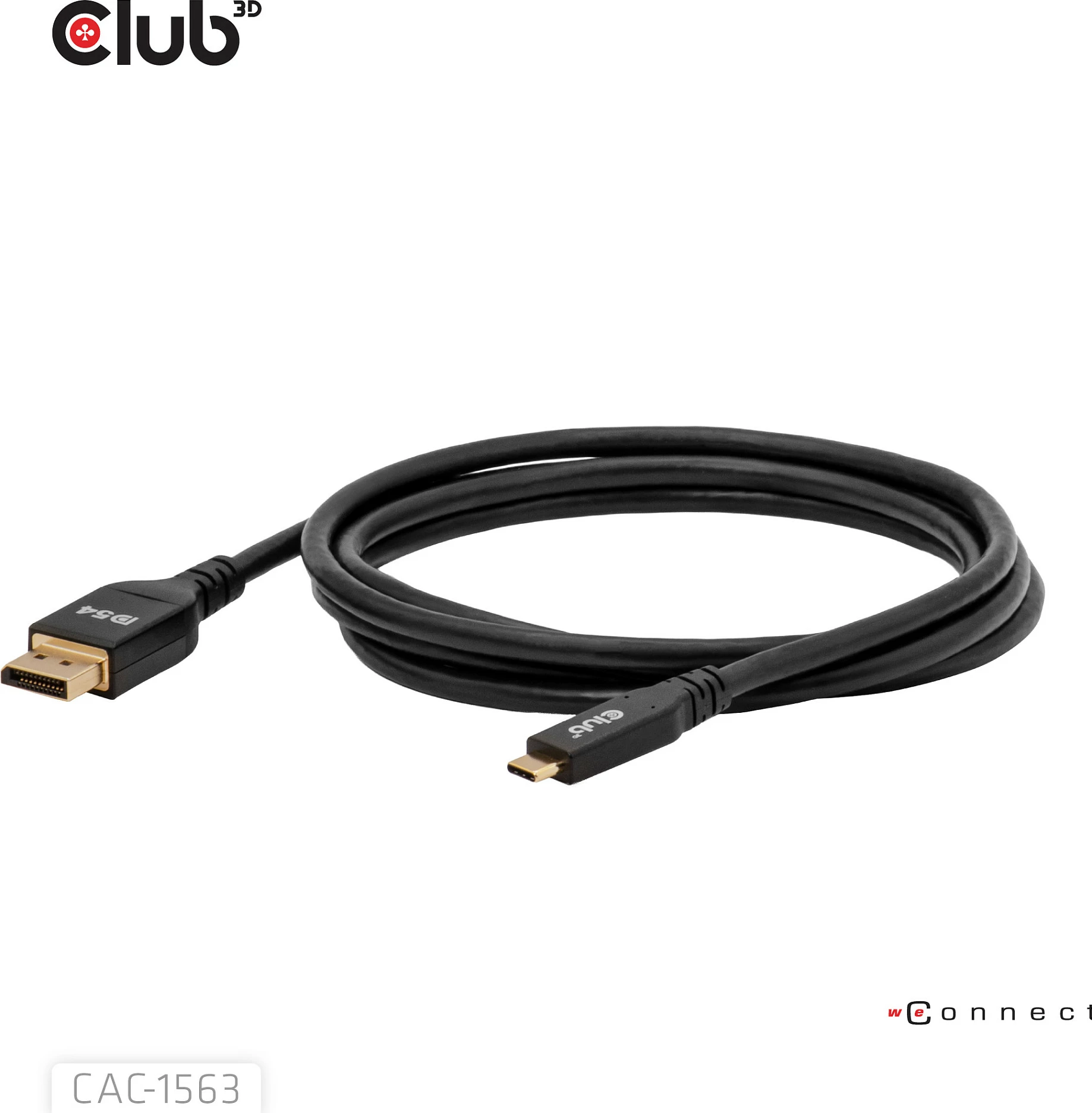 Kabllo Club 3D CAC-1563 USB-C në DisplayPort 2.1, 2 m, 8K, DP54, e zezë