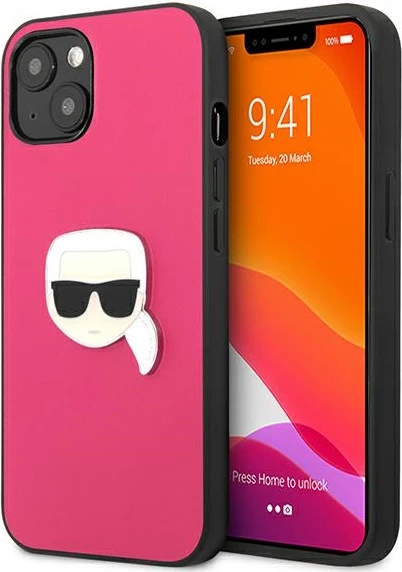 Mbështjellës Karl Lagerfeld KLHCP13SPKMP për iPhone 13 mini, hardcase, lëkurë, rozë