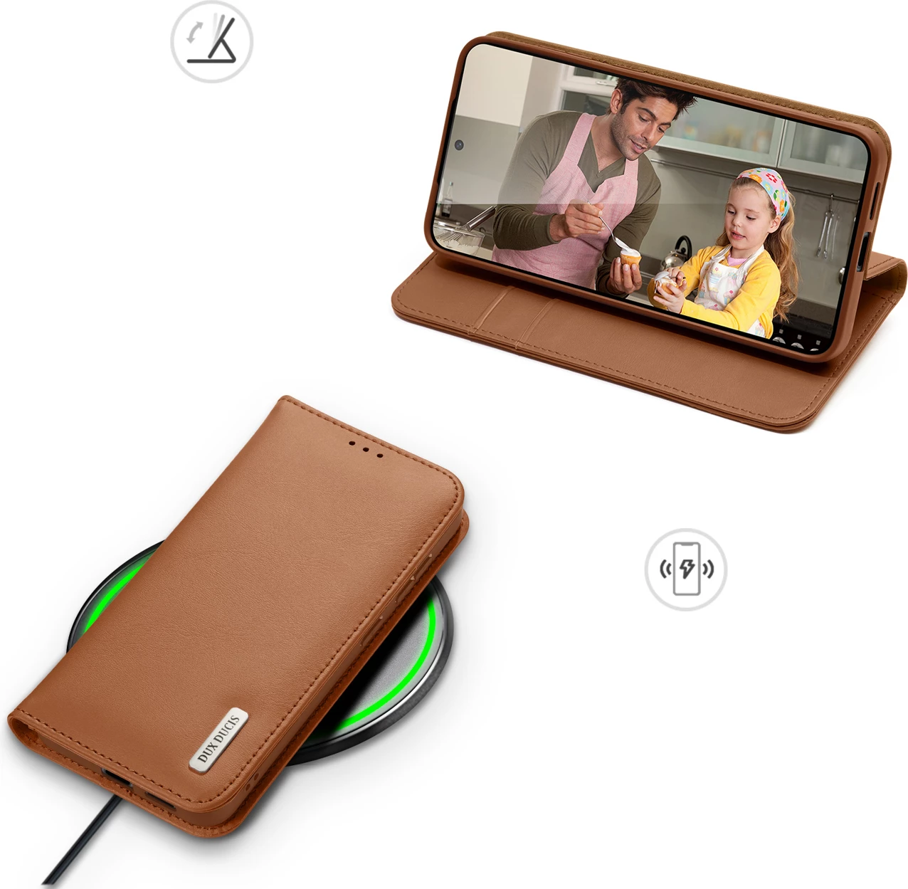 Mbështjellës Dux Ducis Hivo për Samsung Galaxy S25 Edge, me kapak, mbrojtje RFID, kafe