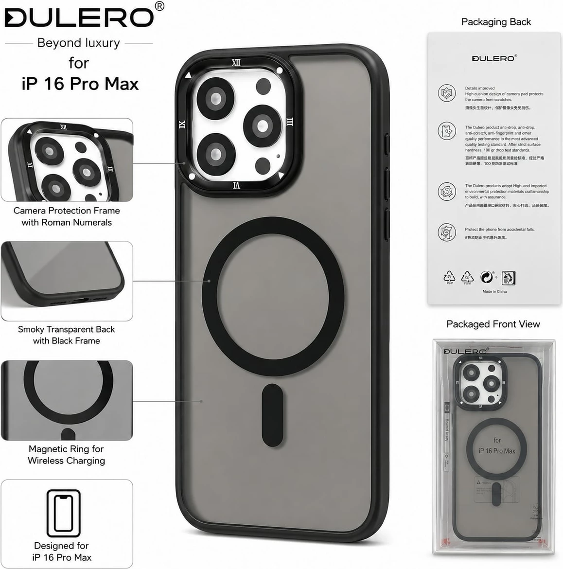 Mbrojtëse DULERO për iPhone 15 Pro Max - me MagSafe, Mbrojtje e Plotë dhe Dizajn Premium për Kamerën