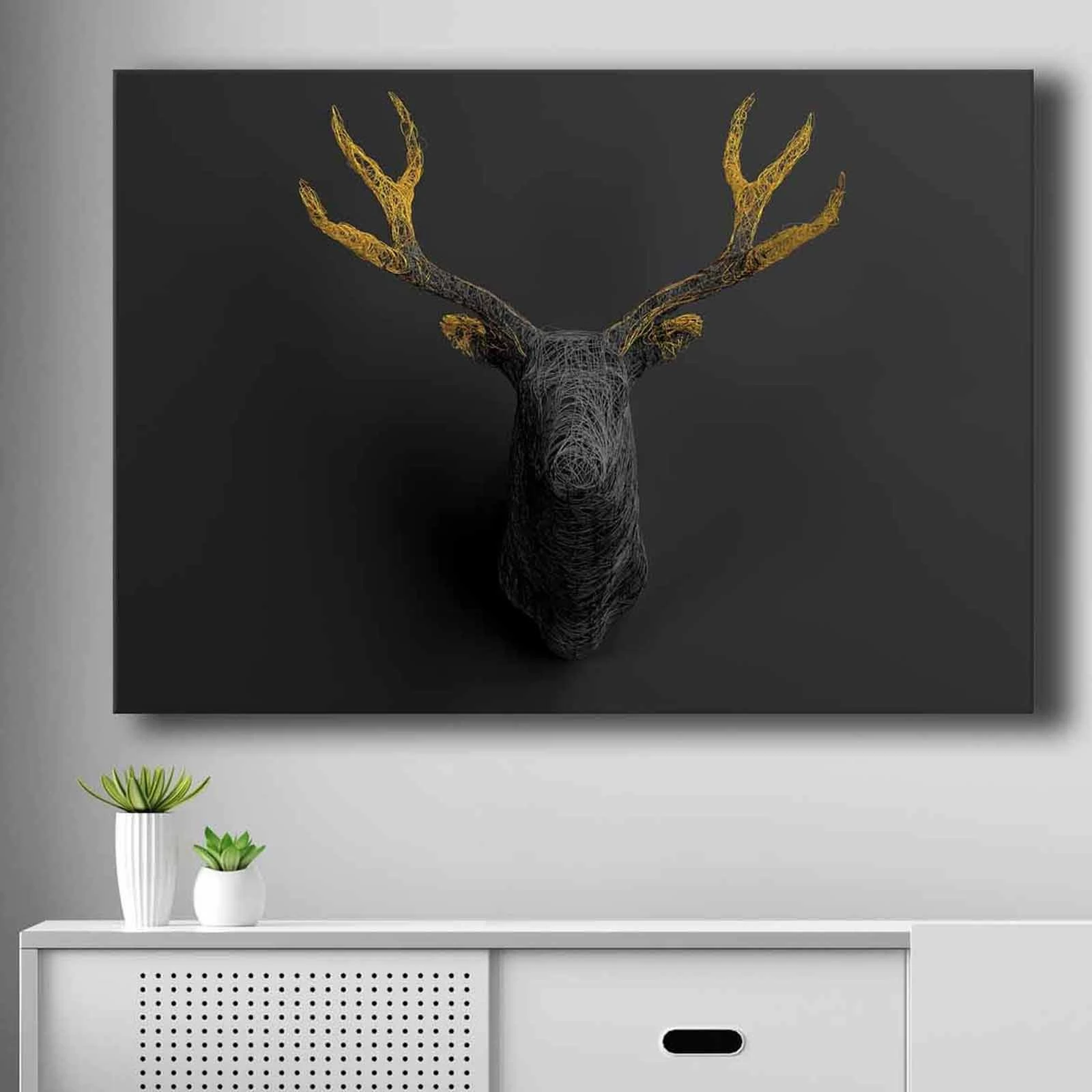 Pikturë dekorative në kanavacë, ngjyrë ari dhe e zezë, 70x100cm, Wallity 70100NISC-024
