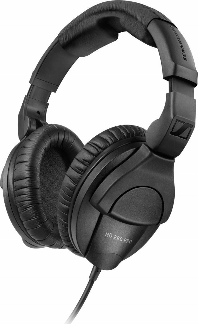 Kufje Sennheiser HD 280 Pro, me kabllo spiral 1-3 m, 3.5 mm + adapter 6.3 mm, të mbyllura over-ear, të zeza