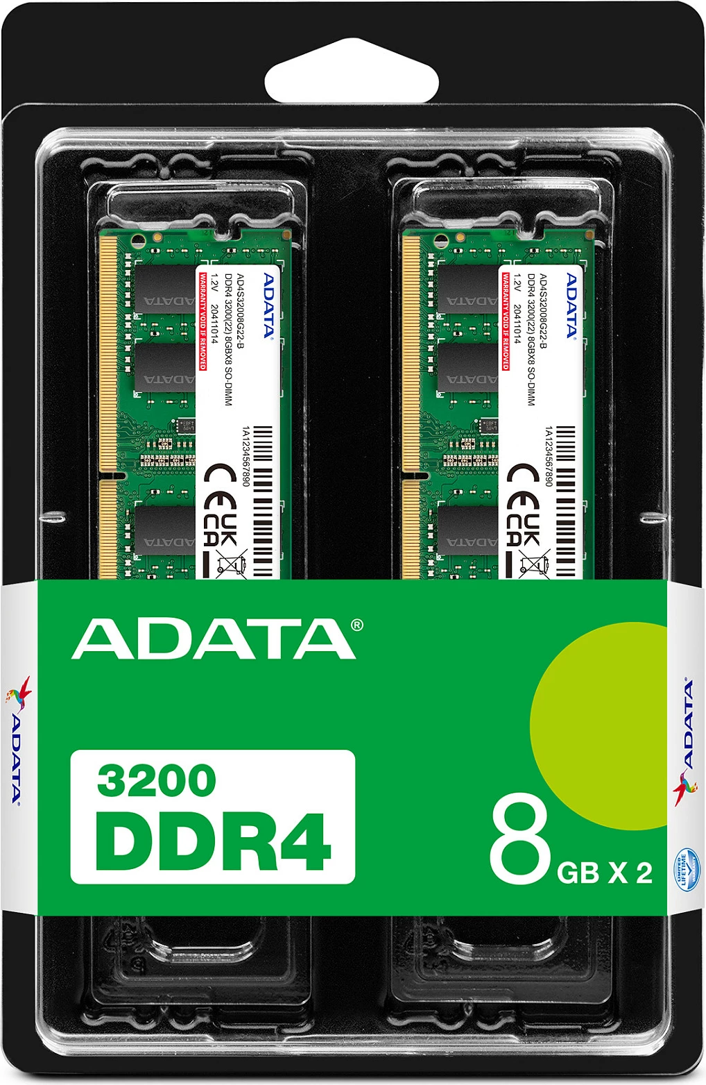 RAM Memorje ADATA Premier DDR4 SO-DIMM 16GB (2x8GB) 3200MHz CL22, e gjelbër