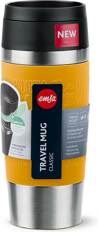 Mug termik udhëtimi Emsa Classic, 0.36 L, i verdhë/inoks