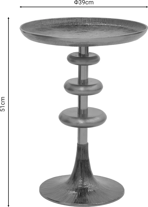 Tavolinë anësore Trego Inart metalik, ngjyrë ari-zi, D39x55cm