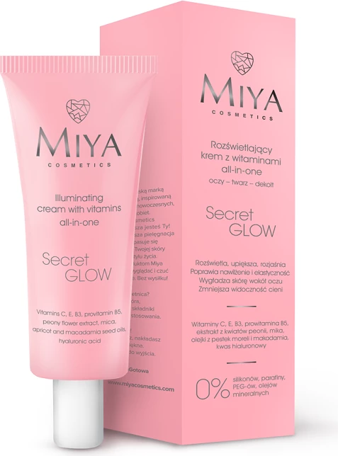 Krem për fytyrë, primer dhe maskë për femra Miya Cosmetics Secret Glow Illuminating Vitamin All-in-One, 30ml