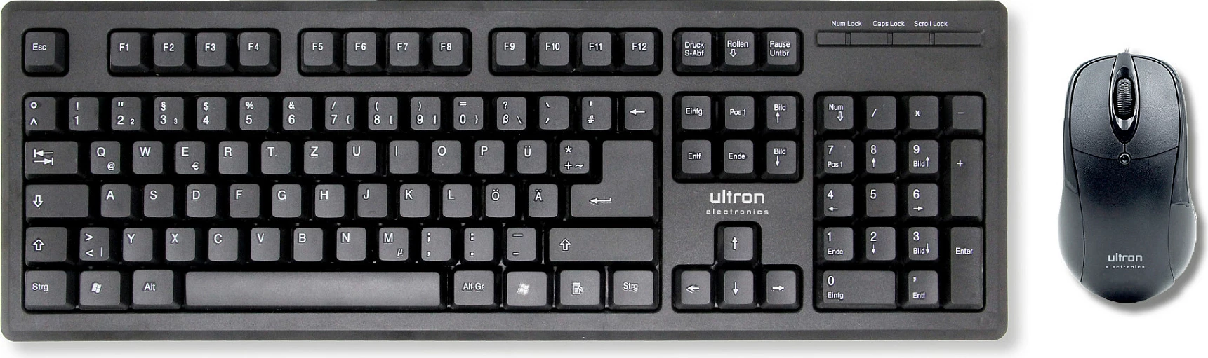 Set tastierë dhe maus Ultron UMC-200, USB me kabllo, QWERTZ, full-size, 800 DPI, i zi