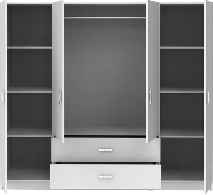 Dollap Royal me katër dyer, ngjyrë e bardhë, 200x58x177cm