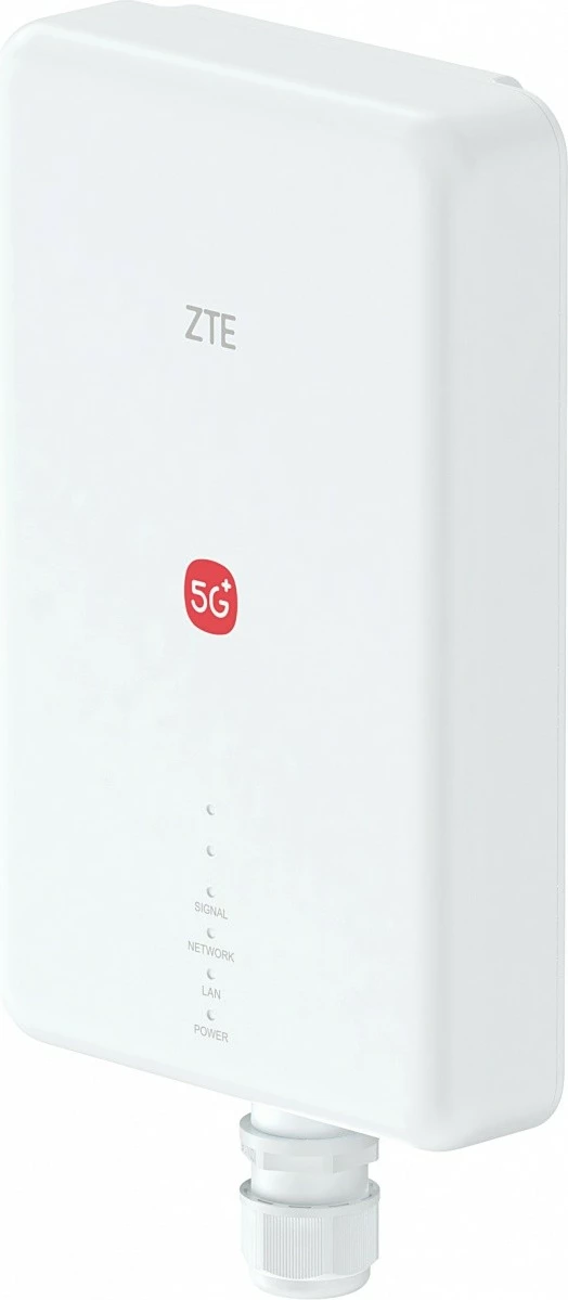 Router ZTE G51F 5G ODU MC7510, Wi‑Fi 7 dy-band, 4x4 MIMO, 1x Gigabit LAN, adapter PoE 2.5G, 13 dBi, IP65, e bardhë