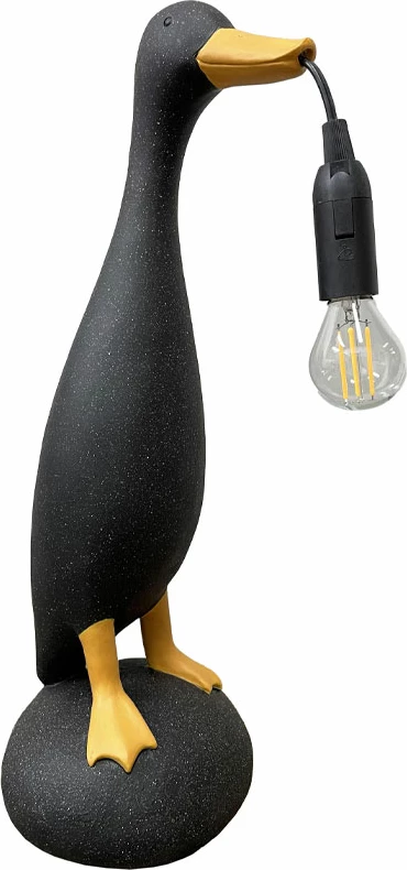 Llambë tavoline QUACK II, polirezine, e zezë-ari, 16.7x15.7x43cm