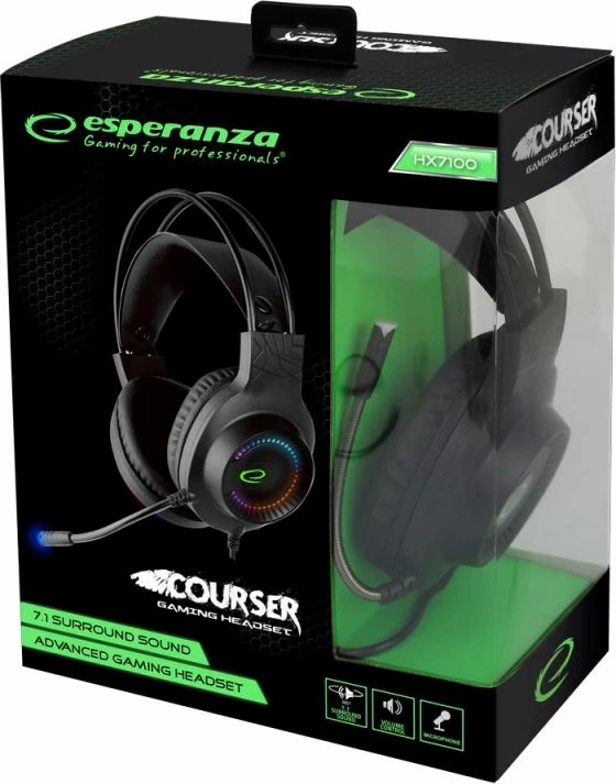 Kufje gaming Esperanza Courser EGH7100, të zeza